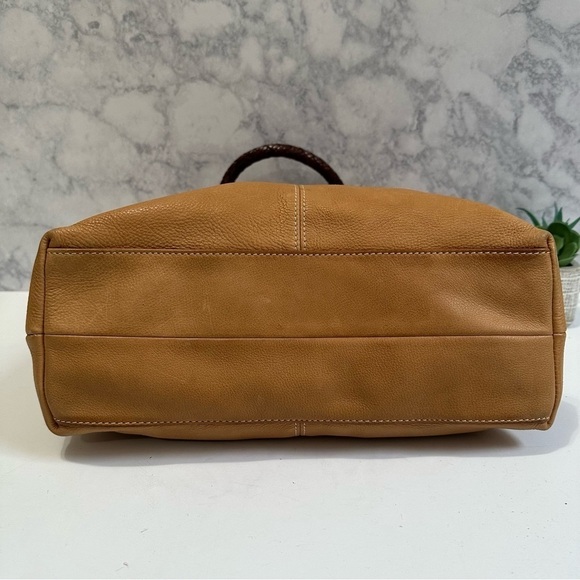 Fossil tan butterscotch leather southwestern brown braided tote shoulder handbag - Picture 4 of 11